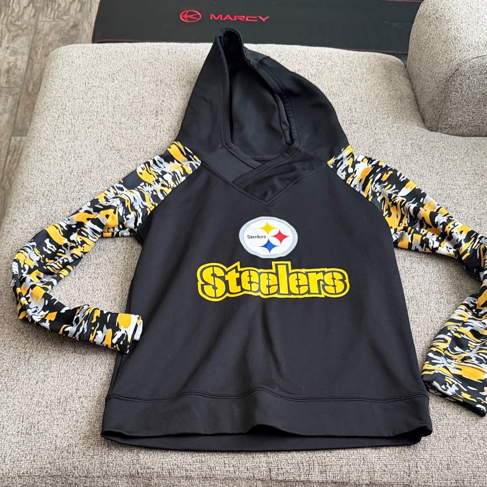 NFL Steelers Black and Yellow Women's Hoodie